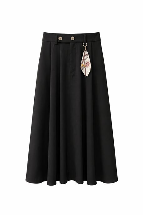 Hochtaillierter A-Linien Midi-Rock mit Accessoires - Image 1
