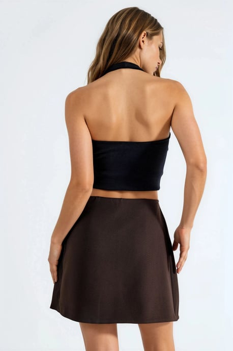 Hoch taillierter Mini A-Linien Skort mit Bindegurtel - Image 3