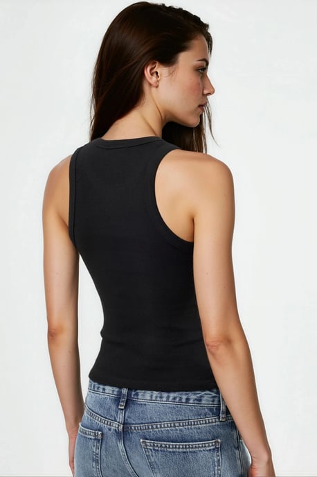 Ärmelloses U-Ausschnitt Tanktop mit Zubehördetails - Image 3