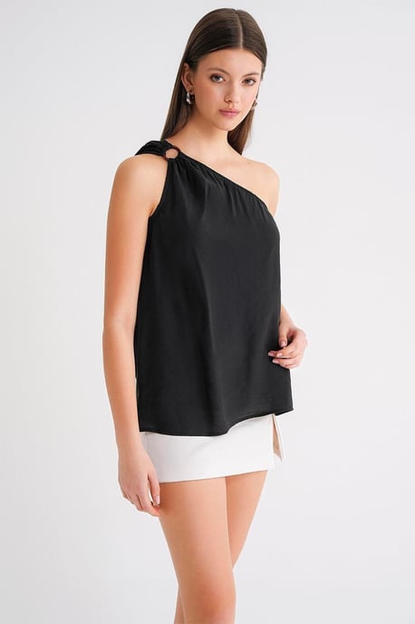 Asymmetrisches Kragen-Accessoire Detailliertes Oberteil - Image 3