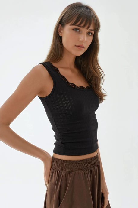 Tanktop mit Spitzendetails und U-Ausschnitt - Image 2