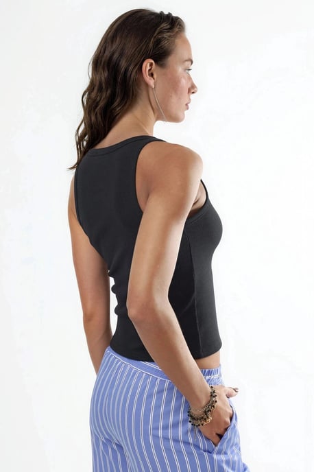 V-Ausschnitt Ripp-Viskose-Mix Tanktop - Image 3