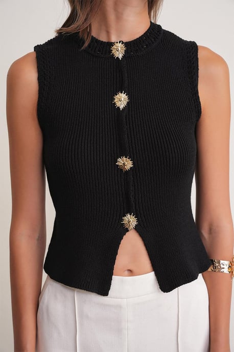 Strukturiertes Strick-Crop-Top mit Knopfdetails - Image 5