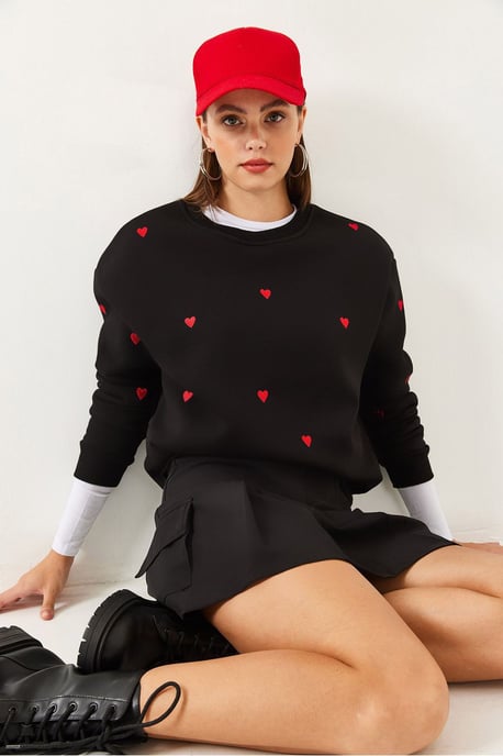 Besticktes Sweatshirt mit Rundhalsausschnitt und entspannter Passform - Image 2