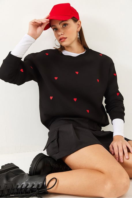 Besticktes Sweatshirt mit Rundhalsausschnitt und entspannter Passform - Image 3