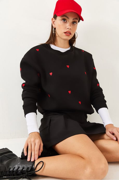 Besticktes Sweatshirt mit Rundhalsausschnitt und entspannter Passform - Image 4