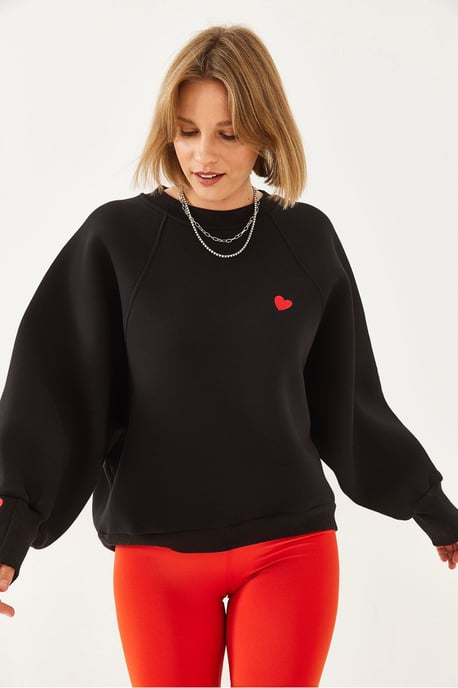 Bestickter Rundhalsausschnitt Langarm-Sweatshirt - Image 3