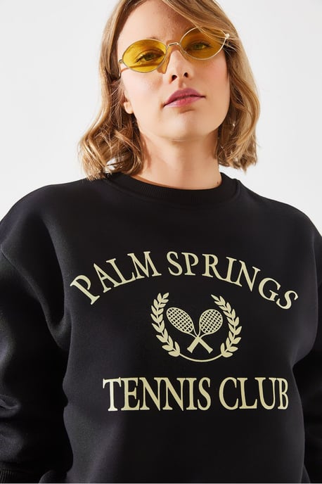 Crew-Neck-Baumwoll-Sweatshirt mit Motto-Print - Image 3