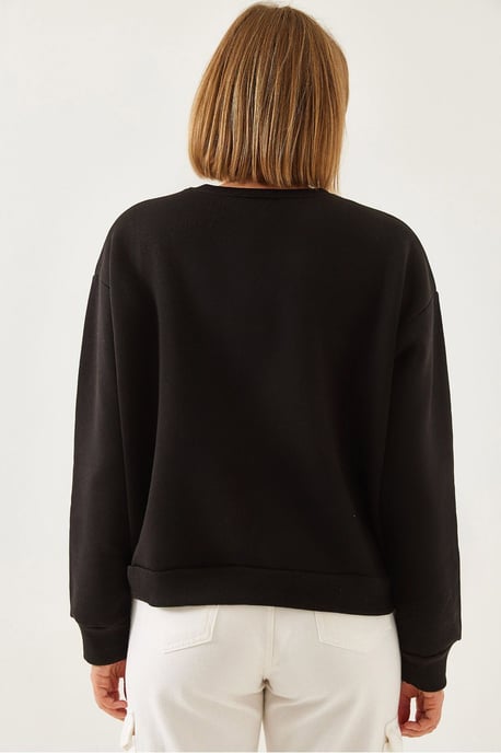 Bestickter Leopardenmuster Rundhals Sweatshirt - Image 4