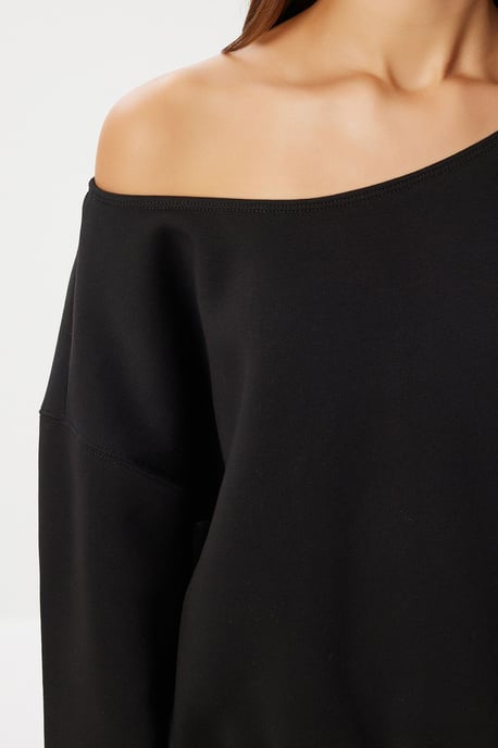 Asymmetrisches Kragen Sweatshirt - Image 4