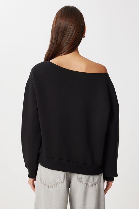 Asymmetrisches Kragen Sweatshirt - Image 5