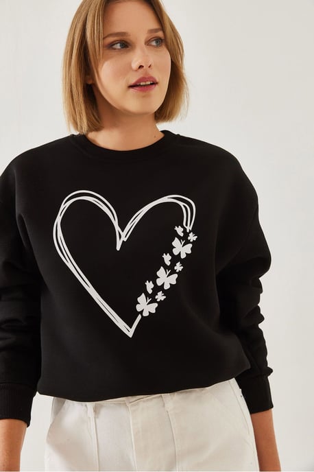 Bedruckter Rundhalsausschnitt Relaxed Fit Sweatshirt - Image 2