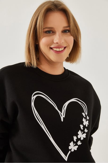 Bedruckter Rundhalsausschnitt Relaxed Fit Sweatshirt - Image 3