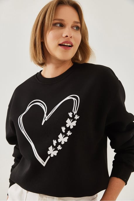 Bedruckter Rundhalsausschnitt Relaxed Fit Sweatshirt - Image 4