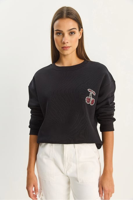 Bestickter Rundhalsausschnitt Sweatshirt - Image 2