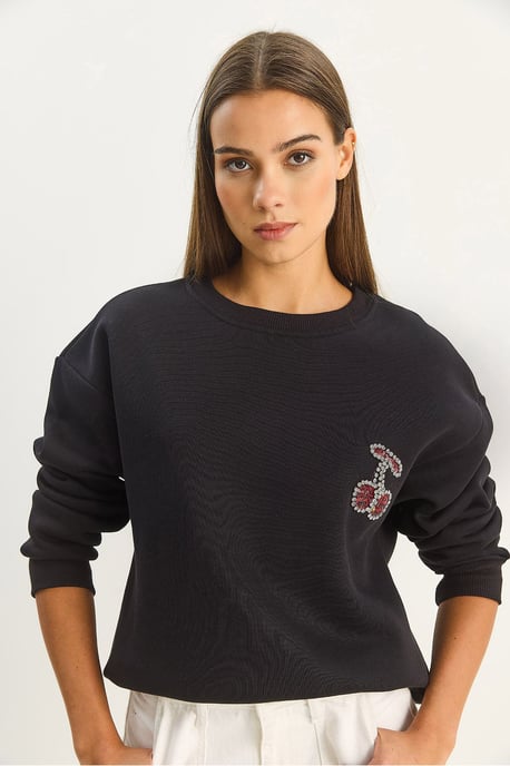 Bestickter Rundhalsausschnitt Sweatshirt - Image 3