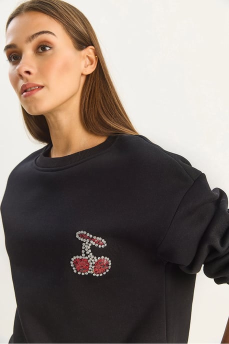 Bestickter Rundhalsausschnitt Sweatshirt - Image 4