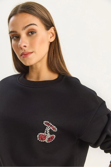 Bestickter Rundhalsausschnitt Sweatshirt - Image 5