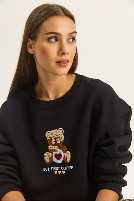 Bestickter Rundhalsausschnitt Langarm-Sweatshirt - Image 4