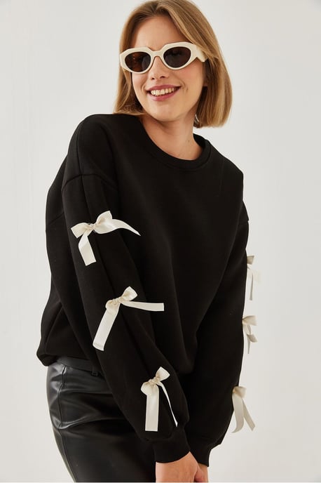 Crewneck Relaxed Fit Sweatshirt mit Schleife - Image 2
