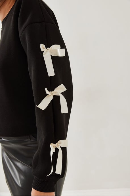 Crewneck Relaxed Fit Sweatshirt mit Schleife - Image 3