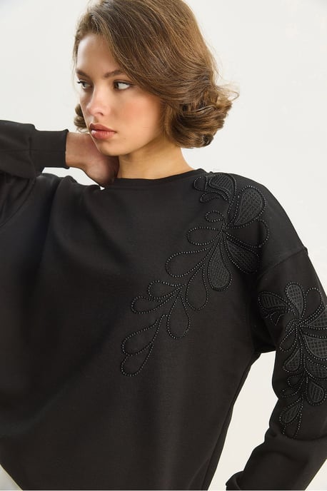 Bestickter Rundhals Langarm-Sweatshirt - Image 2