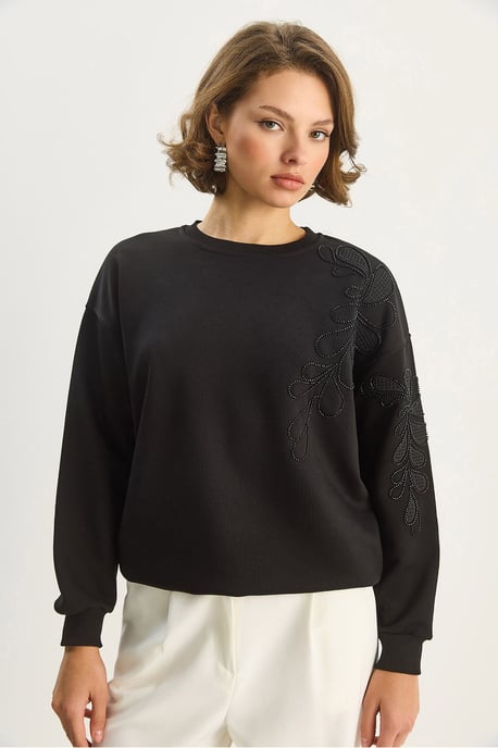 Bestickter Rundhals Langarm-Sweatshirt - Image 3