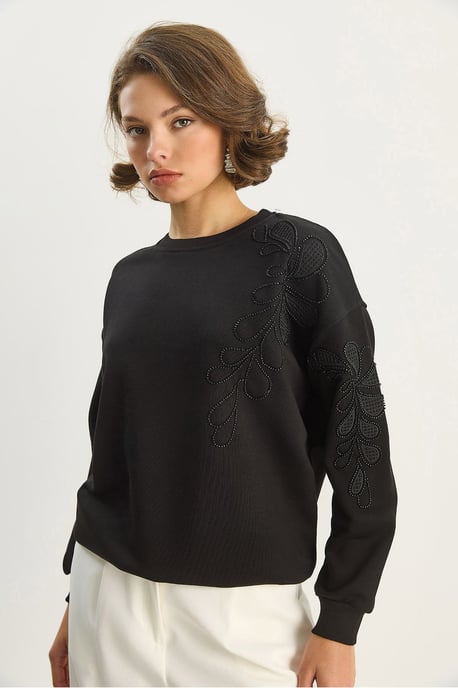Bestickter Rundhals Langarm-Sweatshirt - Image 4