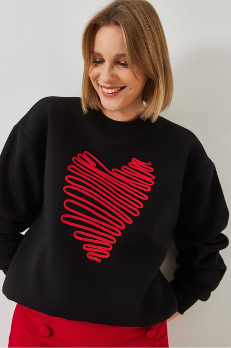 Bestickter Rundhalsausschnitt Baumwollpullover - Image 2
