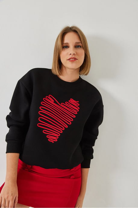 Bestickter Rundhalsausschnitt Baumwollpullover - Image 3