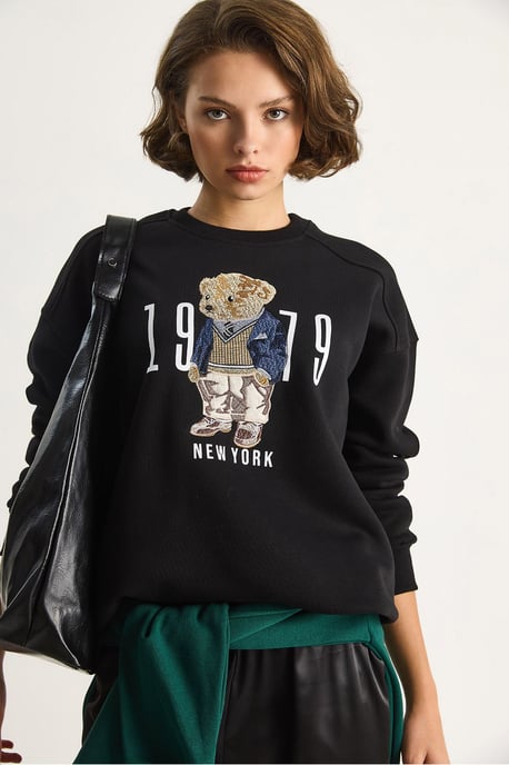 Relaxed Fit Printed Crew Neck Sweatshirt - Image 2