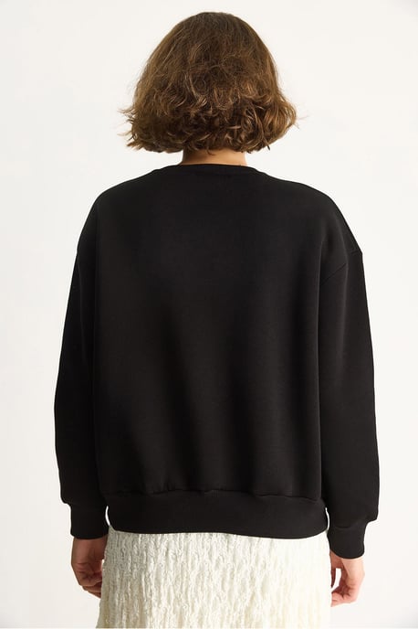 Herz-Patch-Applikation Relaxed Fit Rundhalsausschnitt Sweatshirt - Image 6
