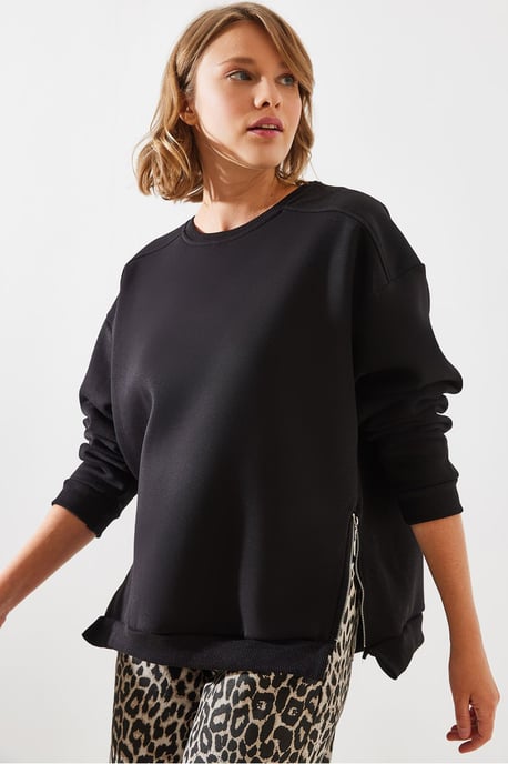 Sweatshirt mit Reißverschluss und Rundhalsausschnitt - Image 1