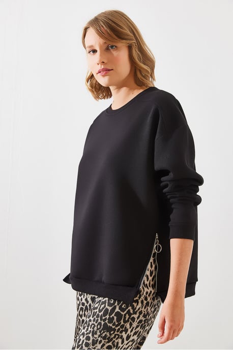 Sweatshirt mit Reißverschluss und Rundhalsausschnitt - Image 2