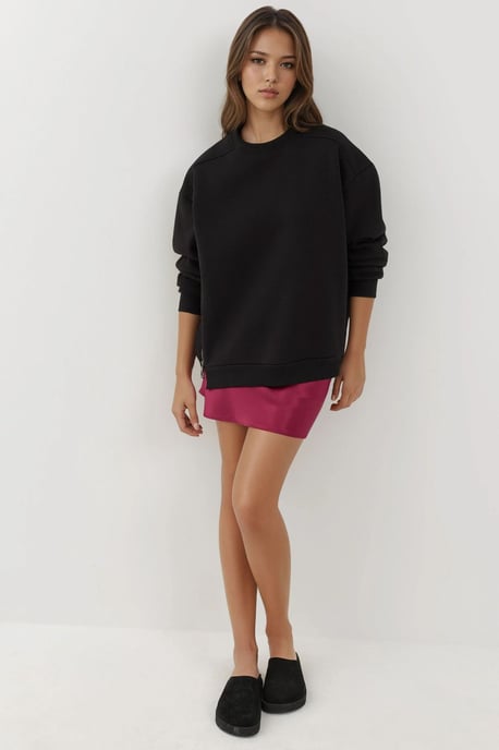 Texturiertes Sweatshirt mit Rundhalsausschnitt und Reißverschlussdetails - Image 5