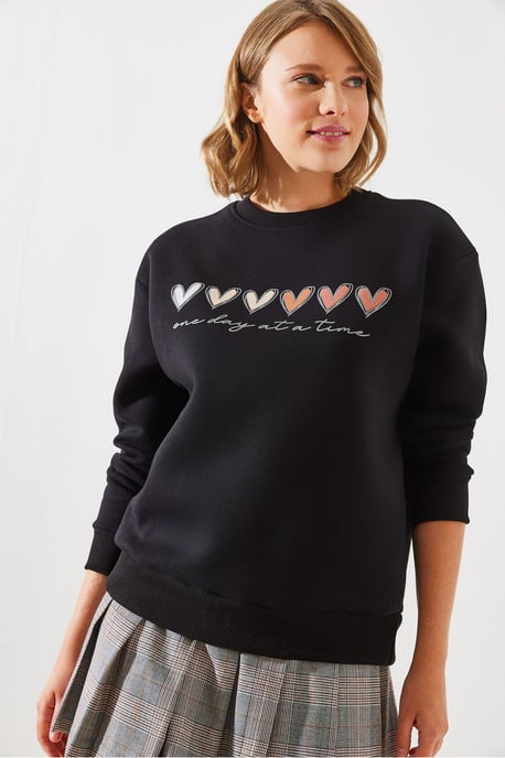 Herz-Muster Rundhals Sweatshirt - Image 2