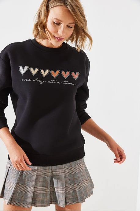 Herz-Muster Rundhals Sweatshirt - Image 3