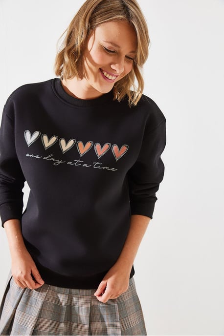 Herz-Muster Rundhals Sweatshirt - Image 4
