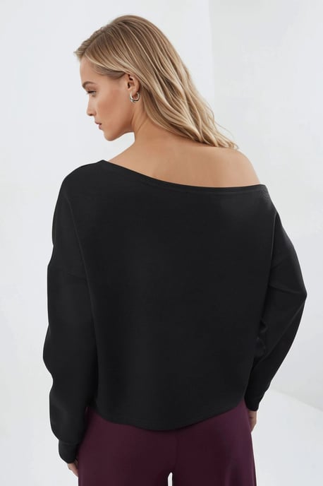 Asymmetrischer Kragen Relaxed Fit Sweatshirt - Image 3
