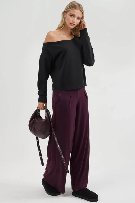 Asymmetrischer Kragen Relaxed Fit Sweatshirt - Image 5
