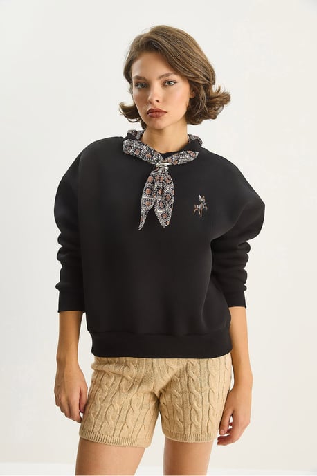 Bestickter Rundhalsausschnitt Sweatshirt - Image 4
