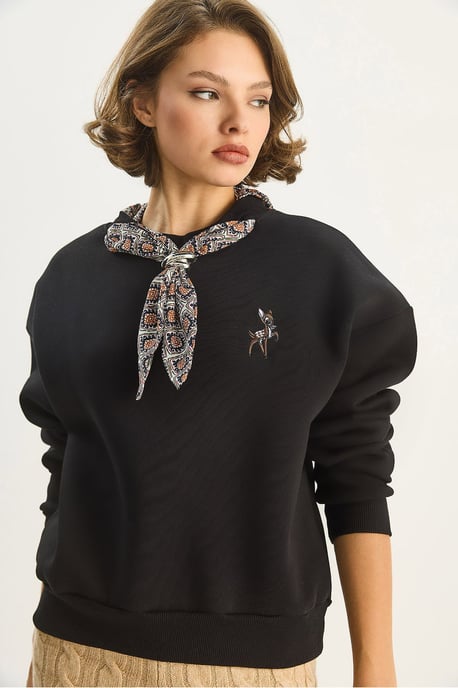 Bestickter Rundhalsausschnitt Sweatshirt - Image 5