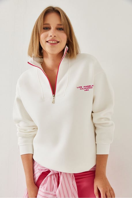 Übergroßer Strickpullover mit Reißverschlusskragen - Image 3