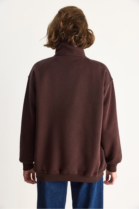Reißverschlusskragen Bedrucktes Relaxed Fit Sweatshirt - Image 6