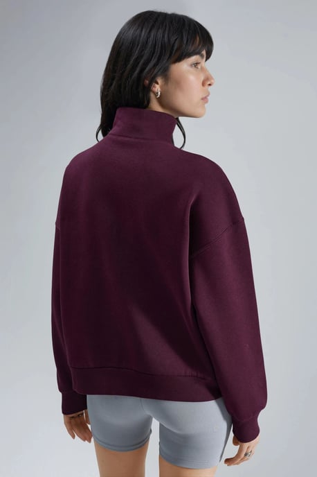Oversized-Textdruck-Reißverschlusskragen-Sweatshirt - Image 2
