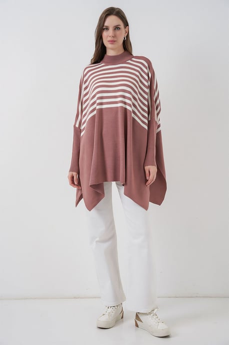 Schlitz-Details Halber Rollkragen Lässiger Pullover - Image 2