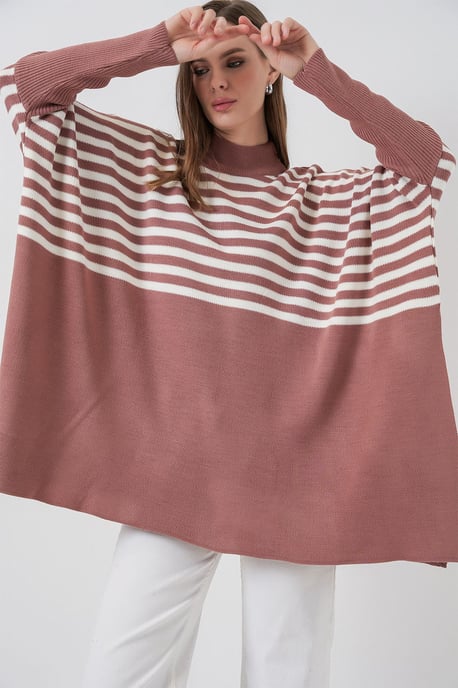 Schlitz-Details Halber Rollkragen Lässiger Pullover - Image 3