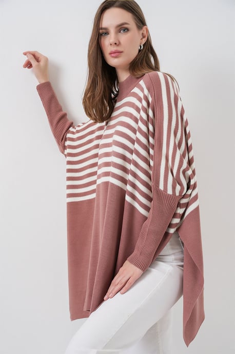 Schlitz-Details Halber Rollkragen Lässiger Pullover - Image 4