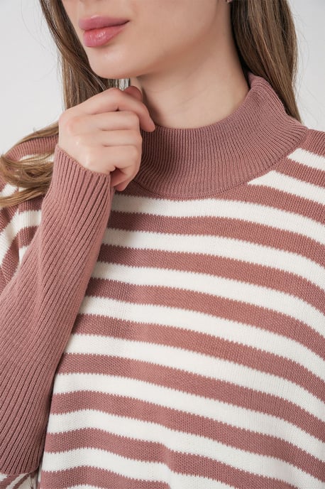 Schlitz-Details Halber Rollkragen Lässiger Pullover - Image 5