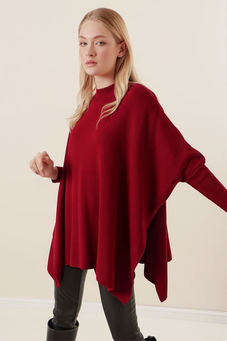 Schlitz-Details Halber Rollkragen Lässiger Pullover - Image 5